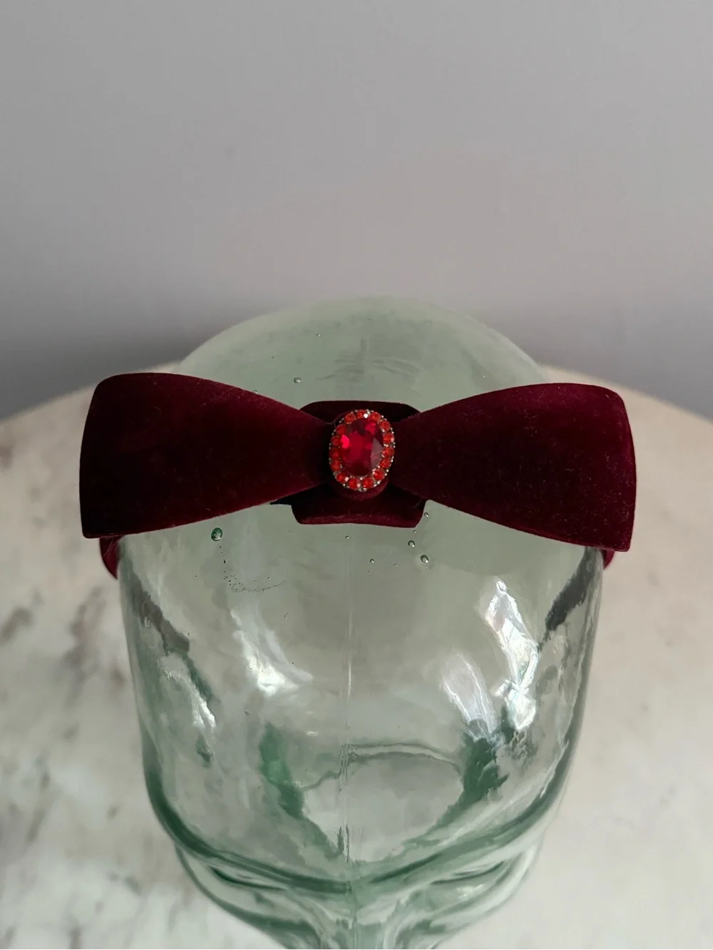 Red Velvet Jewel BalletCore Femme Elegant Bow Headband OS